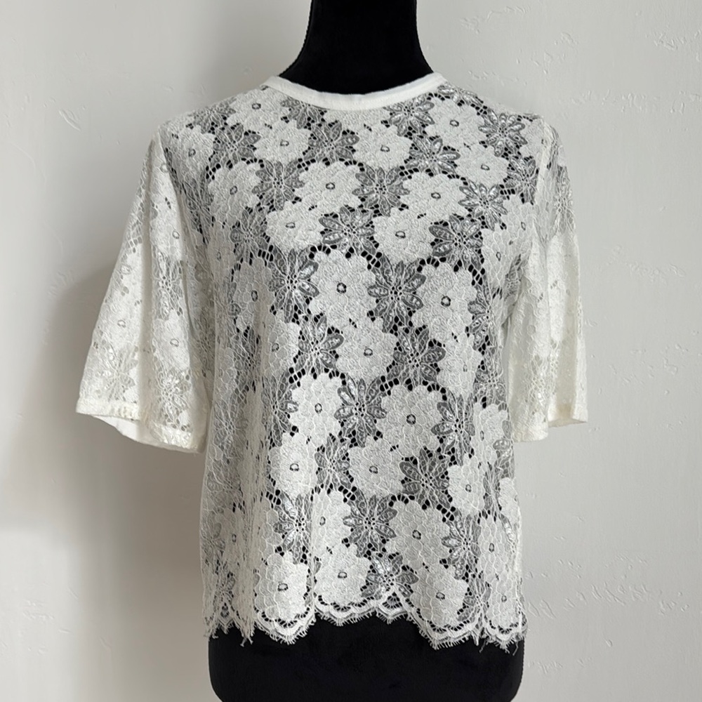 Sandro white Boxy Embellished Blouse